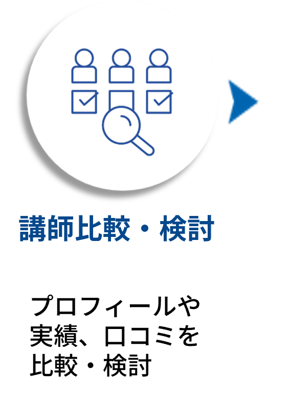 講師比較・検討：プロフィールや実績、口コミを比較・検討